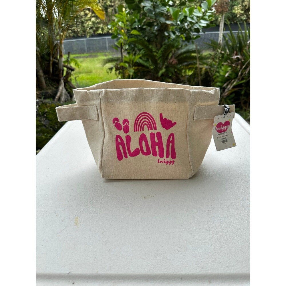 NWT Twiggy Hawaii Hawaiian Aloha Kine Tingz Mini Organizer Canvas Tote Basket